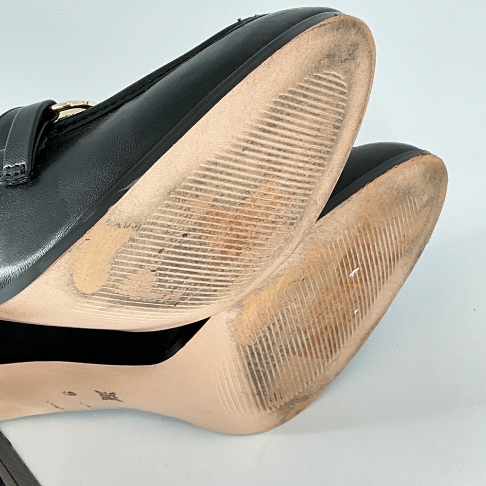 BCBGeneration Size 9 Black Block Heel Loafer Pumps Gold Horsebit Womens YIXY - Picture 7 of 12